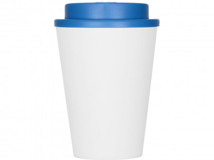 Пластиковый стакан Take away с двойными стенками и крышкой с силиконовым клапаном, 350 мл, белый/голубой