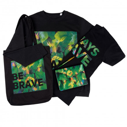 Холщовая сумка «Будь храбрым!», черная, рисунок с двух сторон