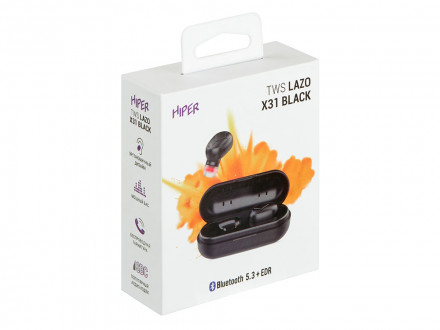 Наушники HIPER TWS Lazo X31 Black (HTW-LX31) Bluetooth 5.3 гарнитура, Черный (Р)