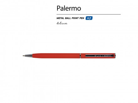 Ручка шариковая автоматическая BrunoVisconti® PALERMO цвет корпуса красный, soft-touch, 0.7 мм