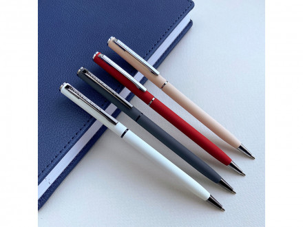 Ручка шариковая автоматическая BrunoVisconti® PALERMO цвет корпуса красный, soft-touch, 0.7 мм