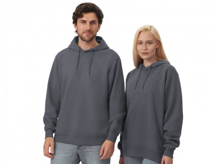 Толстовка с капюшоном оверсайз Lisbon унисекс, темно-серый