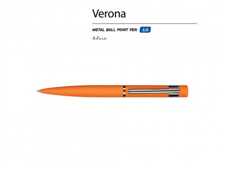 Ручка металлическая шариковая Verona, софт-тач, 1.0 мм, оранжевый