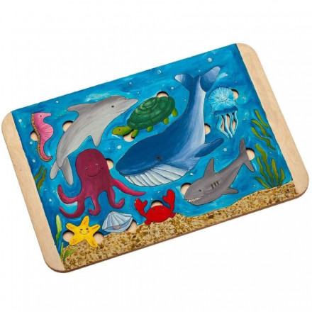 Пазл-раскраска Wood Games, морские жители