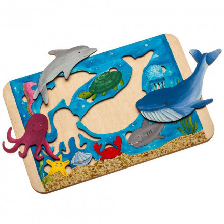 Пазл-раскраска Wood Games, морские жители