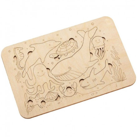 Пазл-раскраска Wood Games, морские жители