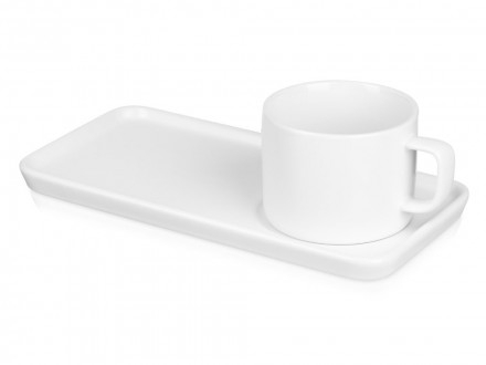 Чайная пара Bristol: блюдце прямоугольное, чашка, коробка, белый