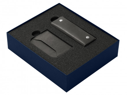 Подарочный набор Long River: картхолдер, ключница (без лого Long River), синяя коробка