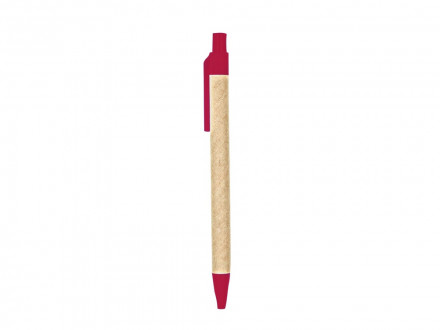 Блокнот LIEN с шариковой ручкой из переработанного картона, крафт/красный