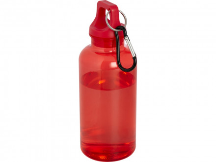 Бутылка для воды с карабином Oregon из переработанной пластмассы, 400 мл - Красный
