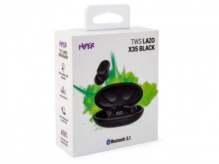 Наушники HIPER TWS Lazo X35 Black (HTW-LX35) Bluetooth 5.0 гарнитура, Черный (Р)