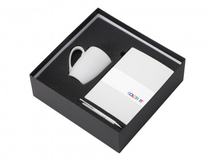 Подарочный набор с блокнотом С1, металлической ручкой и кружкой, белый