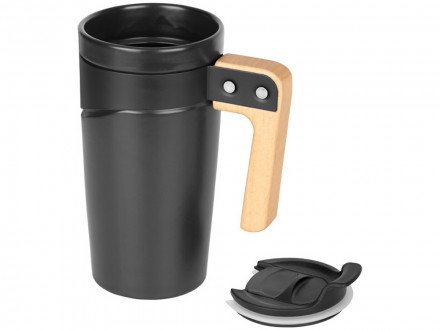 Керамическая кружка с ручкой из дерева Grotto, черный