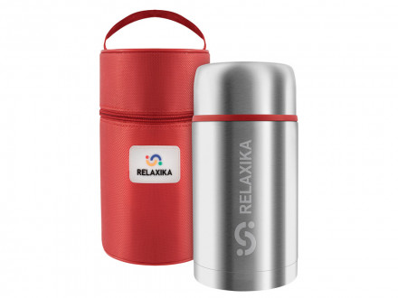 Термос для еды Relaxika 301 в чехле, 1200 мл, стальной
