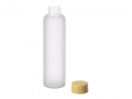 Стеклянная бутылка с бамбуковой крышкой Foggy, 600мл, серый Cool gray 7C