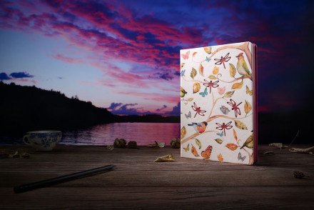 Ежедневник Butterfly, недатированный, белый с бордовым