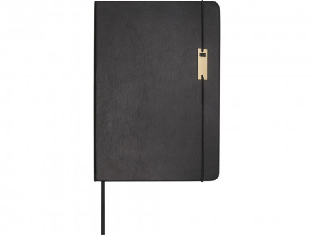 Legato блокнот формата А5 с набором из шариковой ручки и ручки-роллера - сплошной черный