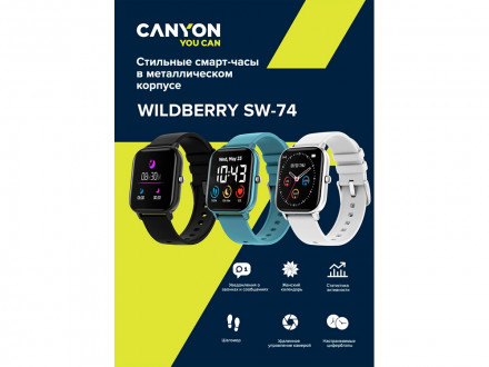 Смарт-часы Canyon SW-74 Wildberry , IP67, серебристый (Р)