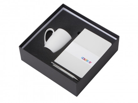 Подарочный набор с блокнотом С2, металлической ручкой и кружкой, белый