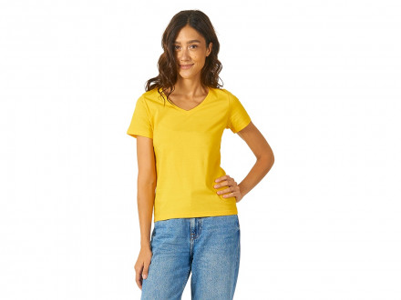 Футболка Heavy Super Club женская с V-образным вырезом, золотисто-желтый
