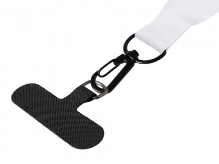 Ланъярд 2 см под сублимацию с трендовым карабином, замком обрыва и узким держателем для телефона из ПЭ, черный