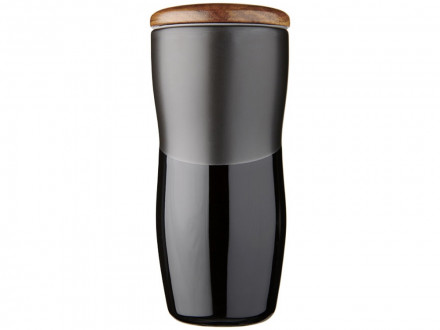 Двустенная керамическая термокружка Reno объемом 370 мл, черный