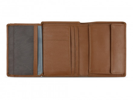 Портмоне BUGATTI Bomba, с защитой данных RFID, коньячного цвета, кожа/полиэстер, 10х2х12,5 см