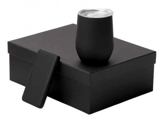 Подарочный набор с термокружкой и повербанком С2, 10000 mAh, черный