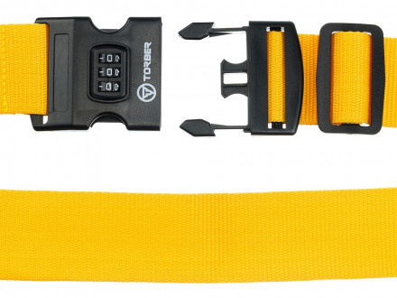 Ремень для чемодана Torber, желтый, 182 х 5 см