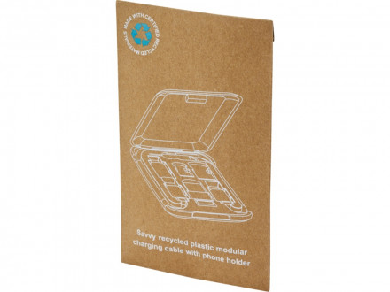 Savvy модульный кабель для зарядки из переработанной пластмассы с держателем для мобильного телефона - Черный