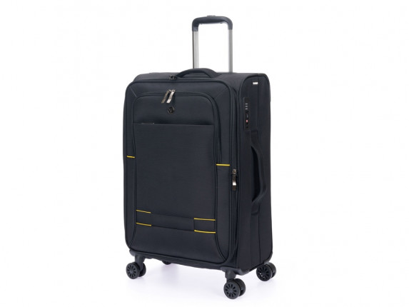 Чемодан TORBER БРОСНО, чёрный, нейлон 600D, 43,5 х 26 х 68 см, 56 л