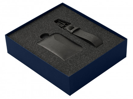 Подарочный набор Long River: картхолдер, ремешок для ключей, синяя коробка