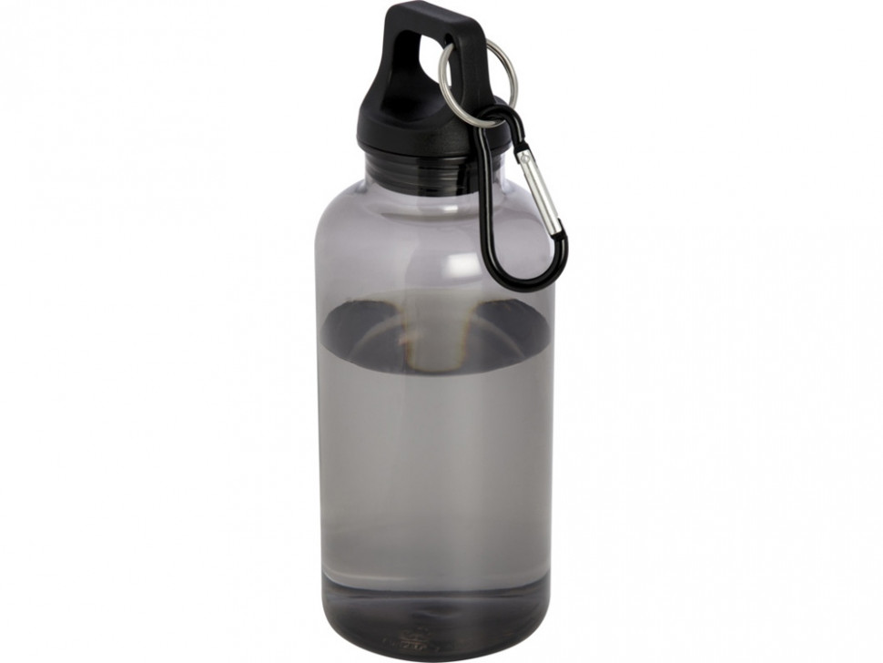 Бутылка для воды с карабином Oregon из переработанной пластмассы, 400 мл - Черный