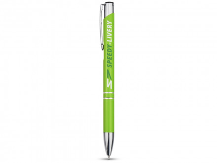 Алюминиевая шариковая кнопочная ручка Moneta, синие чернила, лайм