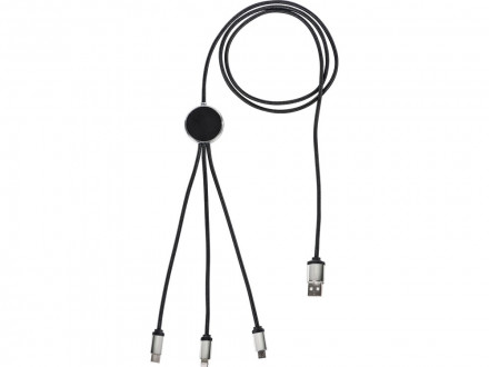Кабель 3-в-1 с подсветкой логотипа Ion, черный