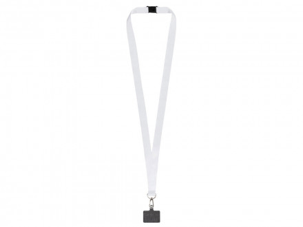 Ланъярд 2 см под сублимацию с трендовым карабином, замком обрыва и большим держателем для телефона из ПЭ, серебристый
