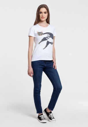 Футболка женская «Погладь кота», белая