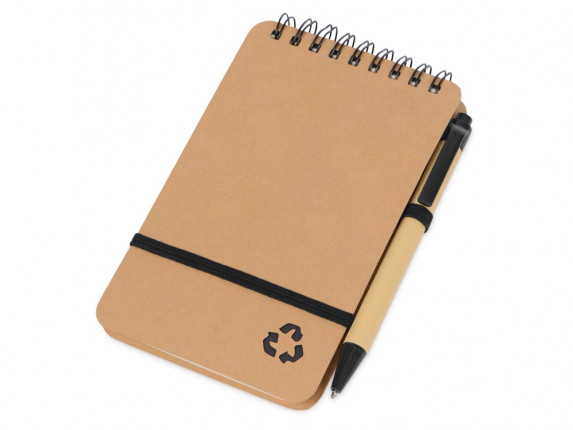 Набор канцелярский с блокнотом и ручкой Masai, 70 л. нелинованных, черный