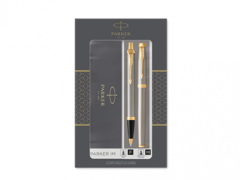 Набор Parker IM Core Brushed Metal GT: ручка шариковая, ручка роллер