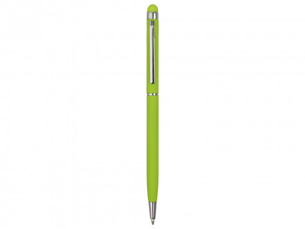 Ручка-стилус шариковая Jucy Soft с покрытием soft touch, зеленое яблоко (Р)