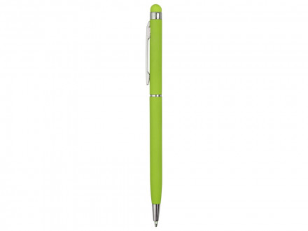 Ручка-стилус шариковая Jucy Soft с покрытием soft touch, зеленое яблоко (Р)