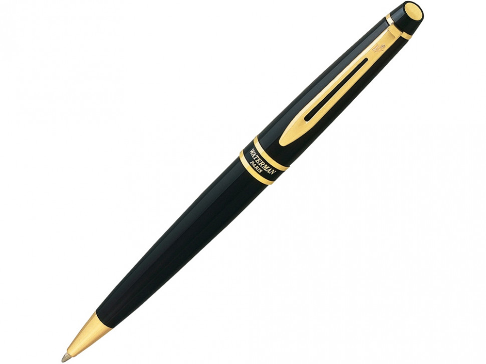 Шариковая ручка Waterman Expert, цвет: Black Laque GT, стержень: Mblue
