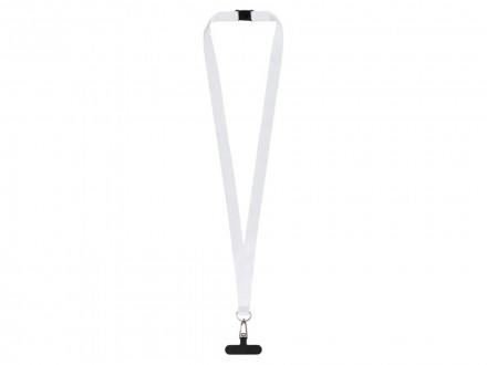 Ланъярд 2 см под сублимацию с трендовым карабином, замком обрыва и узким держателем для телефона из ПЭ, серебристый
