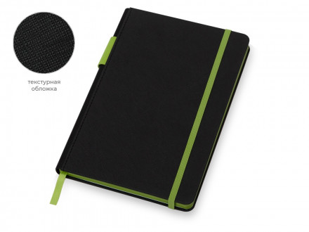 Бизнес блокнот Bossy с цветным срезом, твердая обложка, 128 листов, черный и зеленое яблоко