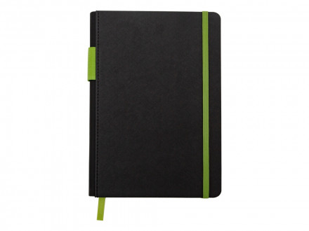 Бизнес блокнот Bossy с цветным срезом, твердая обложка, 128 листов, черный и зеленое яблоко