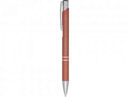 Шариковая кнопочная ручка Moneta с матовым антискользящим покрытием, красный кирпичный