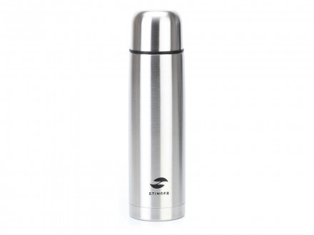 Термос Stinger, 1 л, узкий, нержавеющая сталь, серебристый, 8,6 х 8,6 х 31,4 см