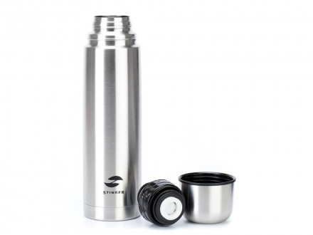 Термос Stinger, 1 л, узкий, нержавеющая сталь, серебристый, 8,6 х 8,6 х 31,4 см