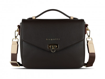 Сумка женская BUGATTI Ella, тёмно-коричневая, полиуретан, 29х10х22 см