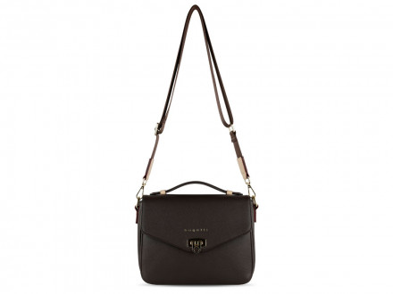 Сумка женская BUGATTI Ella, тёмно-коричневая, полиуретан, 29х10х22 см